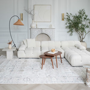HomeRoots 5' Beige and Ivory Abstract Distressed Area Rug - Stylish, Stain-Resistant Design for Any Room 7' X 10' 558922