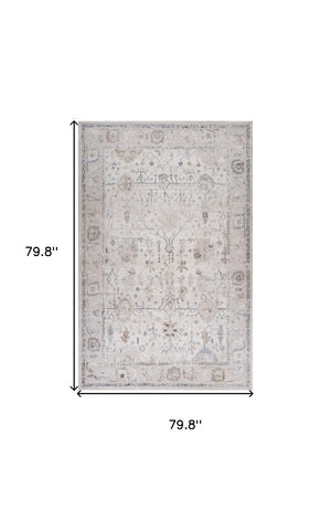 HomeRoots 5' Beige and Ivory Abstract Distressed Area Rug - Stylish, Stain-Resistant Design for Any Room 7' X 10' 558922