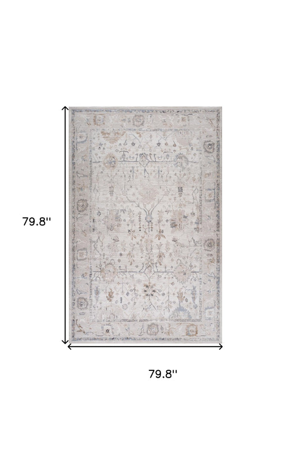 HomeRoots 5' Beige and Ivory Abstract Distressed Area Rug - Stylish, Stain-Resistant Design for Any Room 7' X 10' 558922