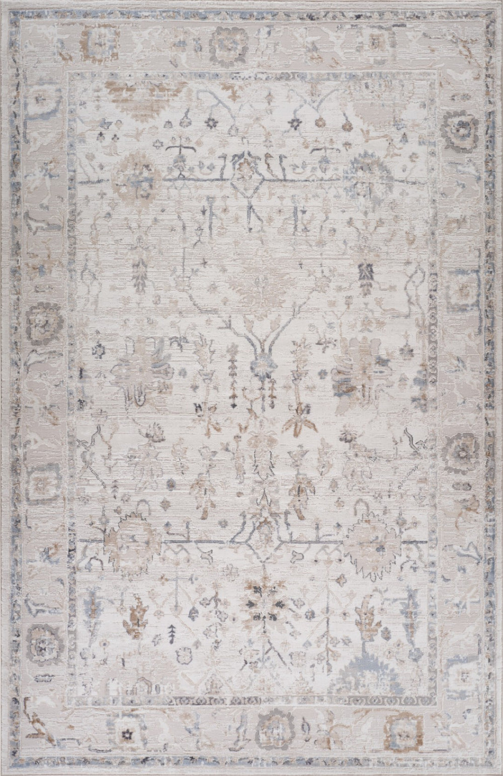HomeRoots 5' Beige and Ivory Abstract Distressed Area Rug - Stylish, Stain-Resistant Design for Any Room 8' X 11' 558923