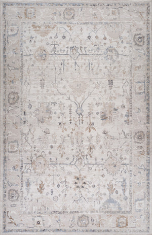 HomeRoots 5' Beige and Ivory Abstract Distressed Area Rug - Stylish, Stain-Resistant Design for Any Room 8' X 11' 558923