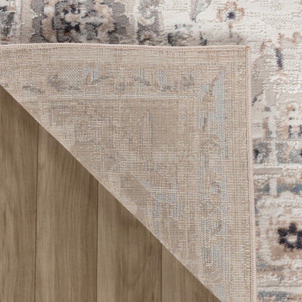 HomeRoots 5' Beige and Ivory Abstract Distressed Area Rug - Stylish, Stain-Resistant Design for Any Room 8' X 11' 558923