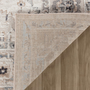 HomeRoots 5' Beige and Ivory Abstract Distressed Area Rug - Stylish, Stain-Resistant Design for Any Room 8' X 11' 558923