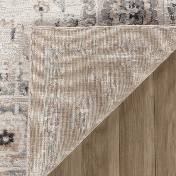 HomeRoots 5' Beige and Ivory Abstract Distressed Area Rug - Stylish, Stain-Resistant Design for Any Room 8' X 11' 558923