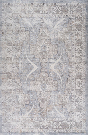 HomeRoots 5' Blue and Gray Abstract Distressed Area Rug - Contemporary Style, Durable, Stain-Resistant Design 5' X 8' 558925