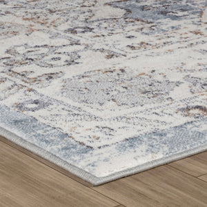 HomeRoots 5' Blue and Gray Abstract Distressed Area Rug - Contemporary Style, Durable, Stain-Resistant Design 5' X 8' 558925