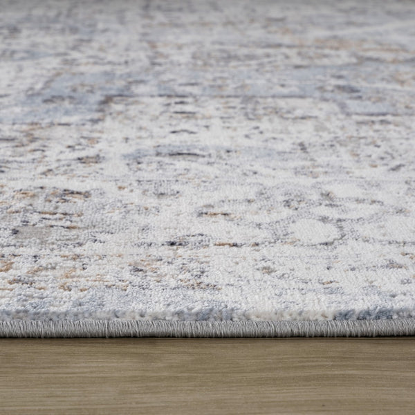 HomeRoots 5' Blue and Gray Abstract Distressed Area Rug - Contemporary Style, Durable, Stain-Resistant Design 5' X 8' 558925