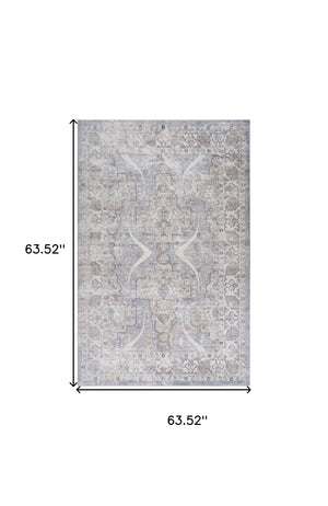 HomeRoots 5' Blue and Gray Abstract Distressed Area Rug - Contemporary Style, Durable, Stain-Resistant Design 5' X 8' 558925