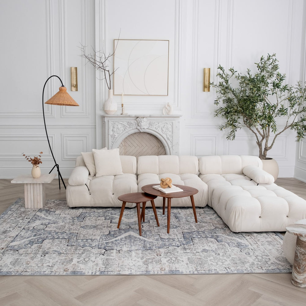 Homeroots 7' X 10' Blue And Gray Abstract Distressed Area Rug  Polyester 558926