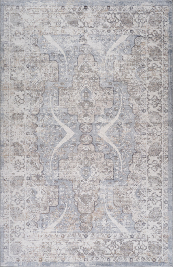 Homeroots 7' X 10' Blue And Gray Abstract Distressed Area Rug  Polyester 558926