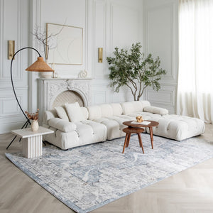 Homeroots 7' X 10' Blue And Gray Abstract Distressed Area Rug  Polyester 558926