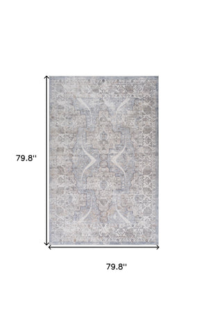 Homeroots 7' X 10' Blue And Gray Abstract Distressed Area Rug  Polyester 558926