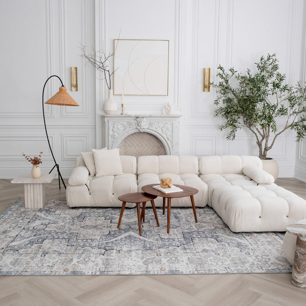 Homeroots 8' X 11' Blue And Gray Abstract Distressed Area Rug  Polyester 558927