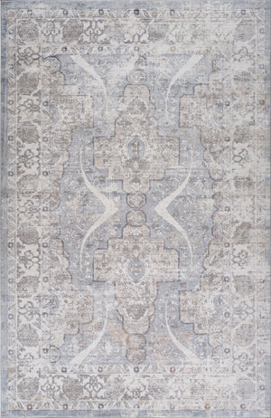 Homeroots 8' X 11' Blue And Gray Abstract Distressed Area Rug  Polyester 558927