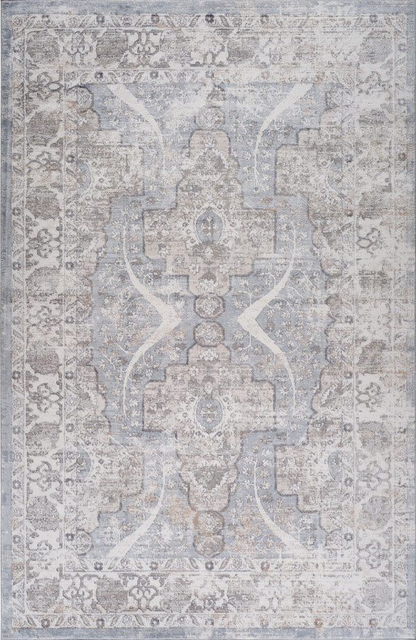 Homeroots 8' X 11' Blue And Gray Abstract Distressed Area Rug  Polyester 558927