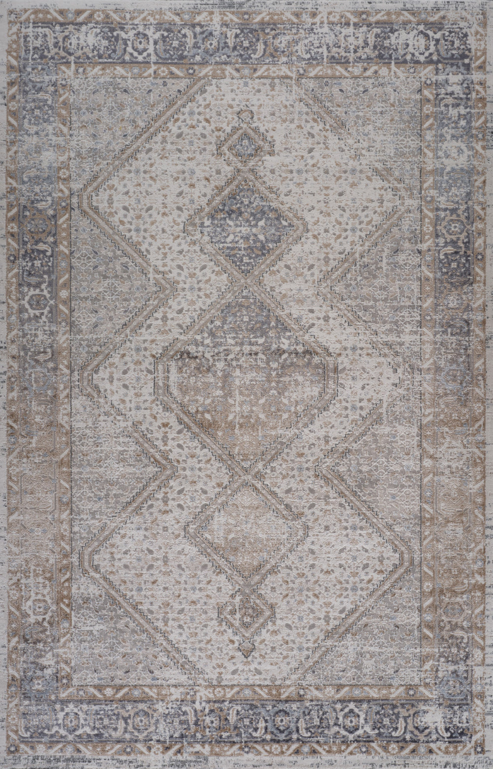 Homeroots 4' X 6' Beige And Gray Abstract Distressed Area Rug  Polyester 558928