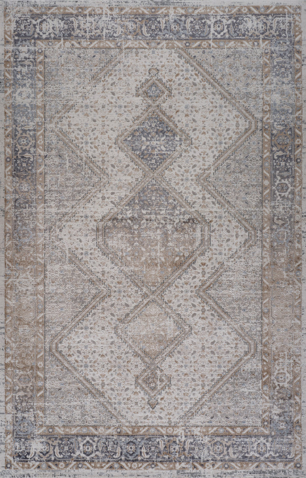 Homeroots 4' X 6' Beige And Gray Abstract Distressed Area Rug  Polyester 558928