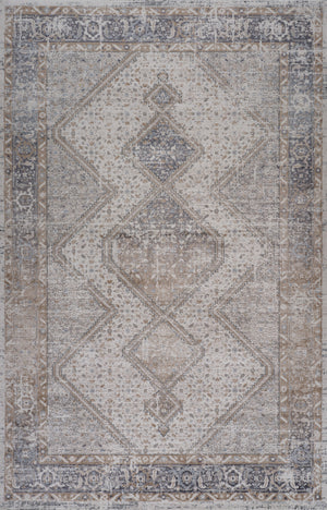 Homeroots 5' X 8' Beige And Gray Abstract Distressed Area Rug  Polyester 558929