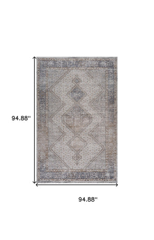 Homeroots 8' X 11' Beige And Gray Abstract Distressed Area Rug  Polyester 558931