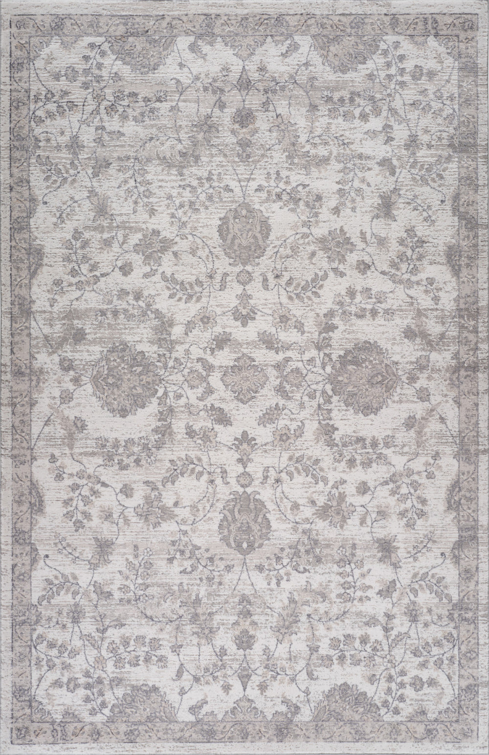 Homeroots 5' X 8' Beige And Gray Floral Distressed Area Rug  Polyester 558933