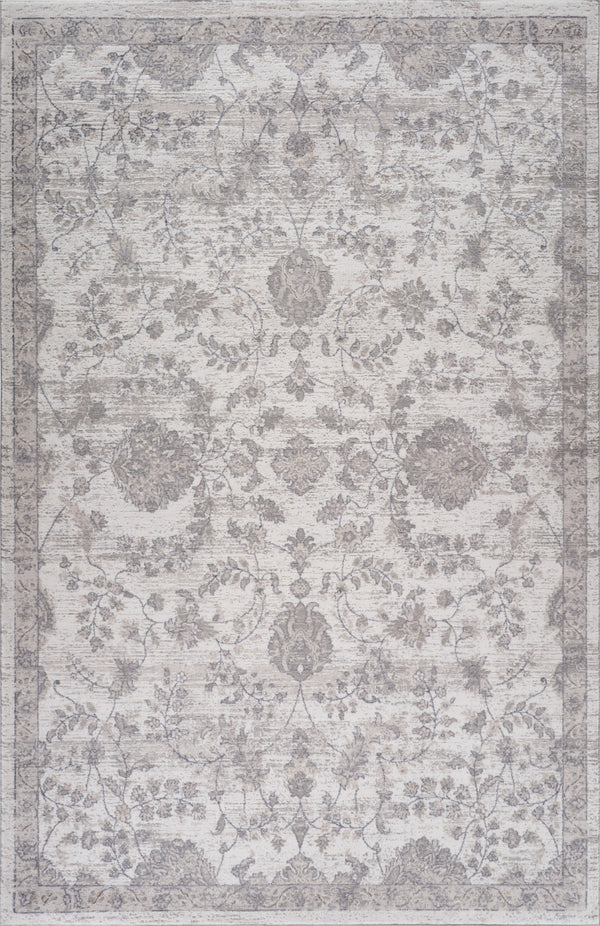 Homeroots 7' X 10' Beige And Gray Floral Distressed Area Rug  Polyester 558934