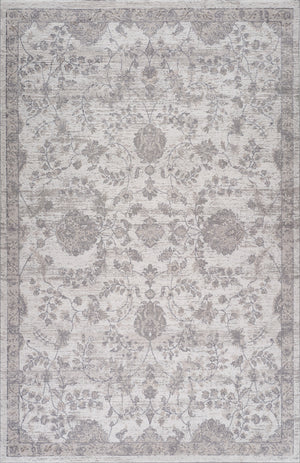 Homeroots 8' X 11' Beige And Gray Floral Distressed Area Rug  Polyester 558935