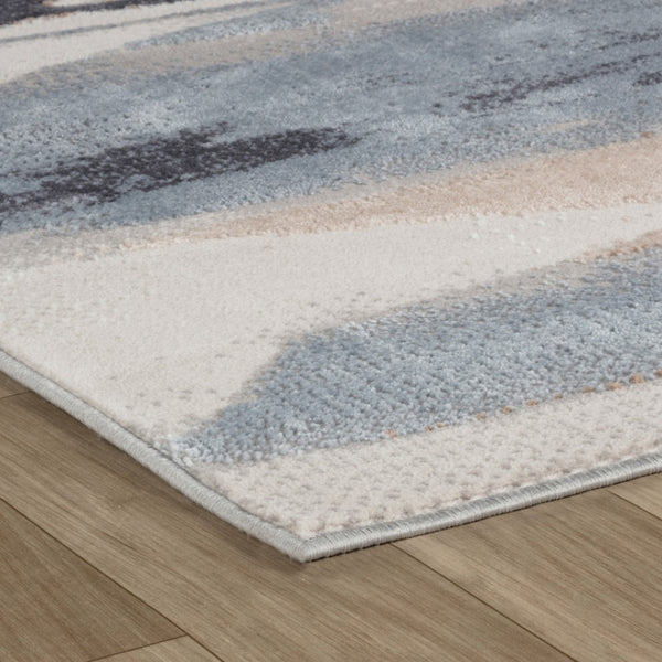 HomeRoots 5' Blue and Beige Abstract Distressed Area Rug – Modern, Durable, Family-Friendly Design for Any Space 5' X 8' 558937
