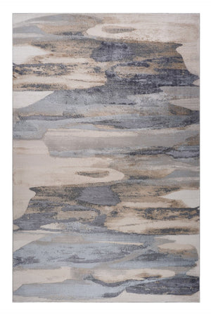 HomeRoots 5' Blue and Beige Abstract Distressed Area Rug – Modern, Durable, Family-Friendly Design for Any Space 5' X 8' 558937