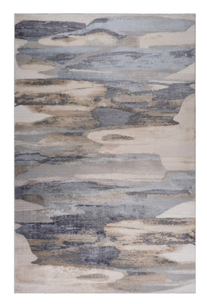 Homeroots 7' X 10' Gray Blue And Beige Abstract Worn Faded Area Rug  Polyester 558938