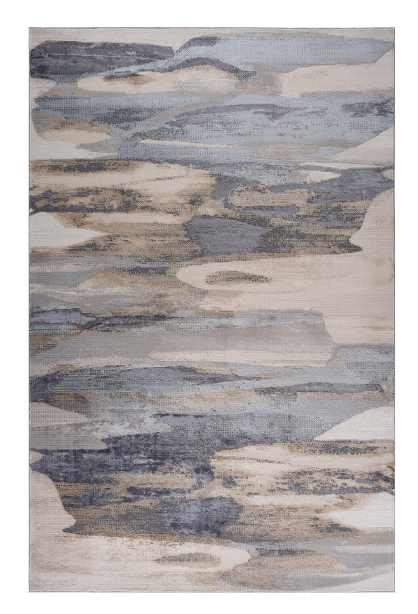 Homeroots 7' X 10' Gray Blue And Beige Abstract Worn Faded Area Rug  Polyester 558938