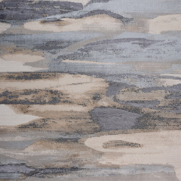 Homeroots 7' X 10' Gray Blue And Beige Abstract Worn Faded Area Rug  Polyester 558938