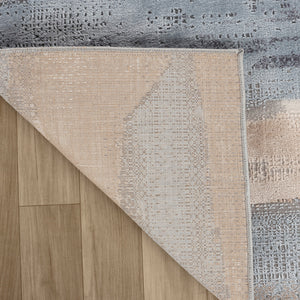 Homeroots 8' X 11' Blue And Beige Abstract Distressed Area Rug  Polyester 558939