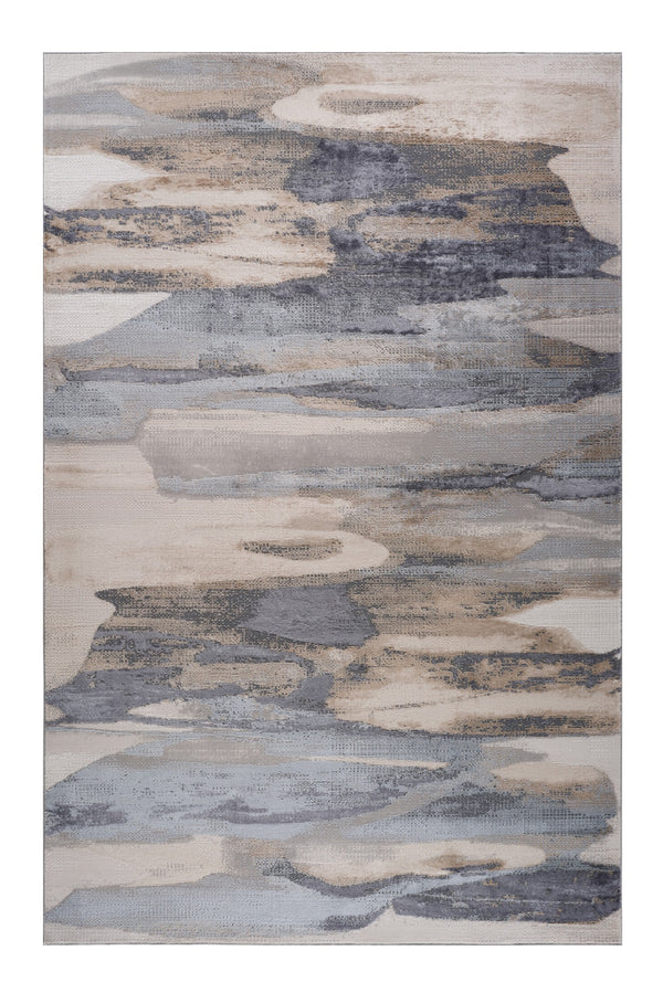 Homeroots 8' X 11' Blue And Beige Abstract Distressed Area Rug  Polyester 558939