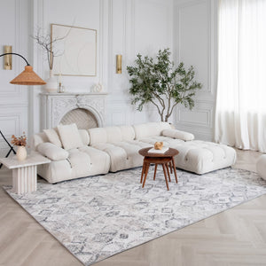 Homeroots 5' X 8' Beige And Gray Abstract Distressed Area Rug  Polyester 558941