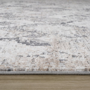 Homeroots 7' X 10' Beige And Gray Abstract Distressed Area Rug  Polyester 558942