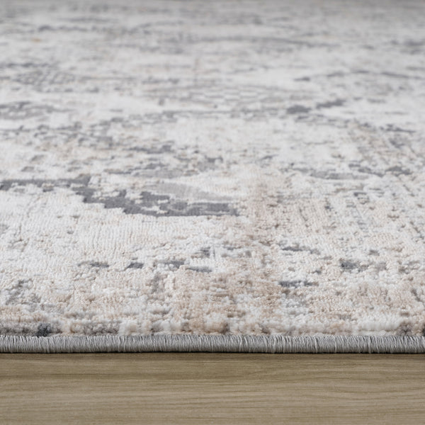 Homeroots 7' X 10' Beige And Gray Abstract Distressed Area Rug  Polyester 558942