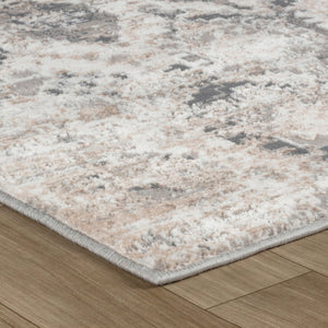 HomeRoots 7' Abstract Beige and Gray Distressed Area Rug - Stylish, Low-Maintenance Design for Any Room 8' X 11' 558943