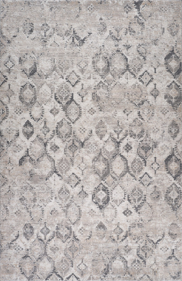 HomeRoots 7' Abstract Beige and Gray Distressed Area Rug - Stylish, Low-Maintenance Design for Any Room 8' X 11' 558943