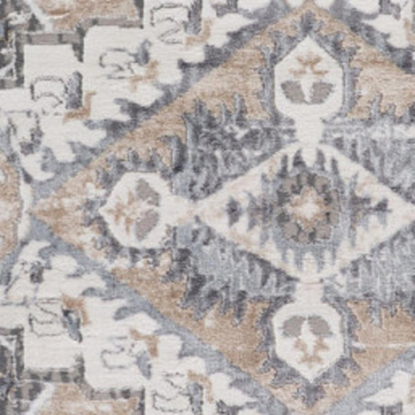 HomeRoots 5' Vintage-Inspired Gray and Brown Oriental Distressed Area Rug for High-Traffic Spaces and Homes 5' X 8' 558945