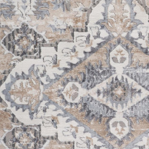 HomeRoots 5' Vintage-Inspired Gray and Brown Oriental Distressed Area Rug for High-Traffic Spaces and Homes 5' X 8' 558945