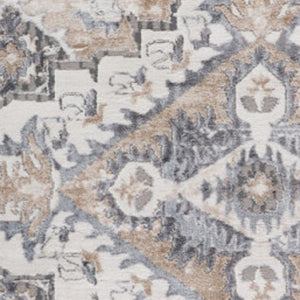 HomeRoots 5' Vintage-Inspired Gray and Brown Oriental Distressed Area Rug for High-Traffic Spaces and Homes 7' X 10' 558946