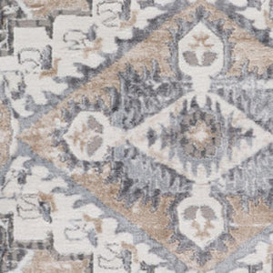 HomeRoots 5' Vintage-Inspired Gray and Brown Oriental Distressed Area Rug for High-Traffic Spaces and Homes 8' X 11' 558947