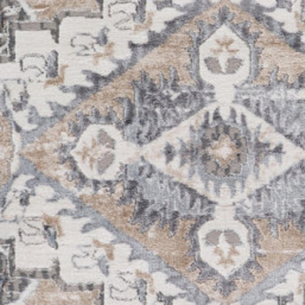 HomeRoots 5' Vintage-Inspired Gray and Brown Oriental Distressed Area Rug for High-Traffic Spaces and Homes 8' X 11' 558947