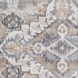 HomeRoots 5' Vintage-Inspired Gray and Brown Oriental Distressed Area Rug for High-Traffic Spaces and Homes 8' X 11' 558947