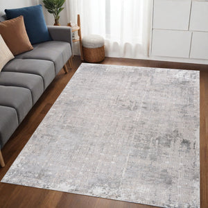 Homeroots 5' X 8' Gray And Beige Abstract Distressed Area Rug  Polyester 558949