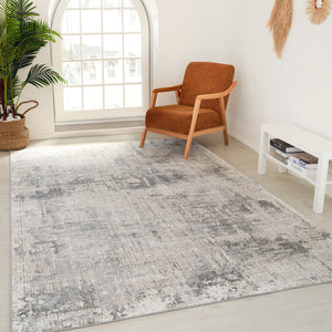 Homeroots 5' X 8' Gray And Beige Abstract Distressed Area Rug  Polyester 558949