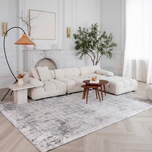 Homeroots 7' X 10' Gray And Beige Abstract Distressed Area Rug  Polyester 558950