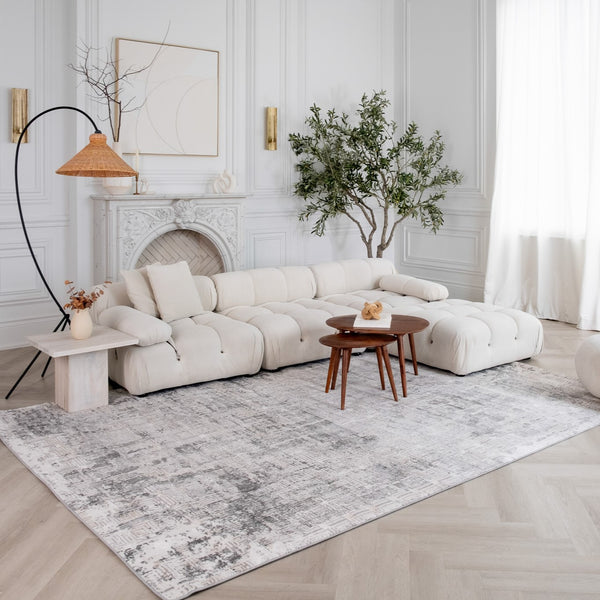 Homeroots 7' X 10' Gray And Beige Abstract Distressed Area Rug  Polyester 558950