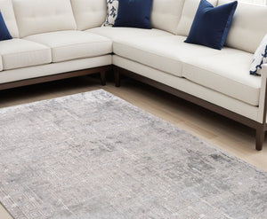 Homeroots 7' X 10' Gray And Beige Abstract Distressed Area Rug  Polyester 558950