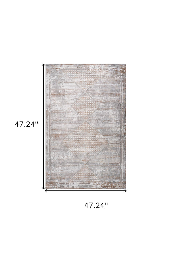 Homeroots 4' X 6' Gray And Brown Abstract Distressed Area Rug  Polyester 558952